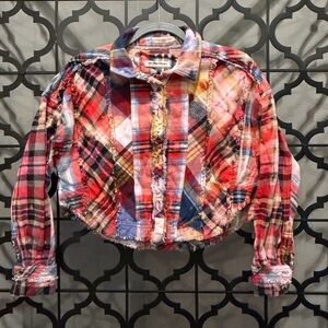 We The Free Multicolor Plaid patchwork Women's Top